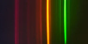 Close up of Hg spectrum from prism spectrometer