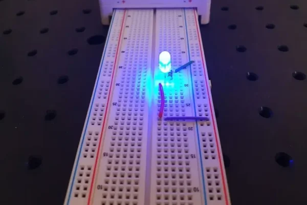 Blue LED on breadboard